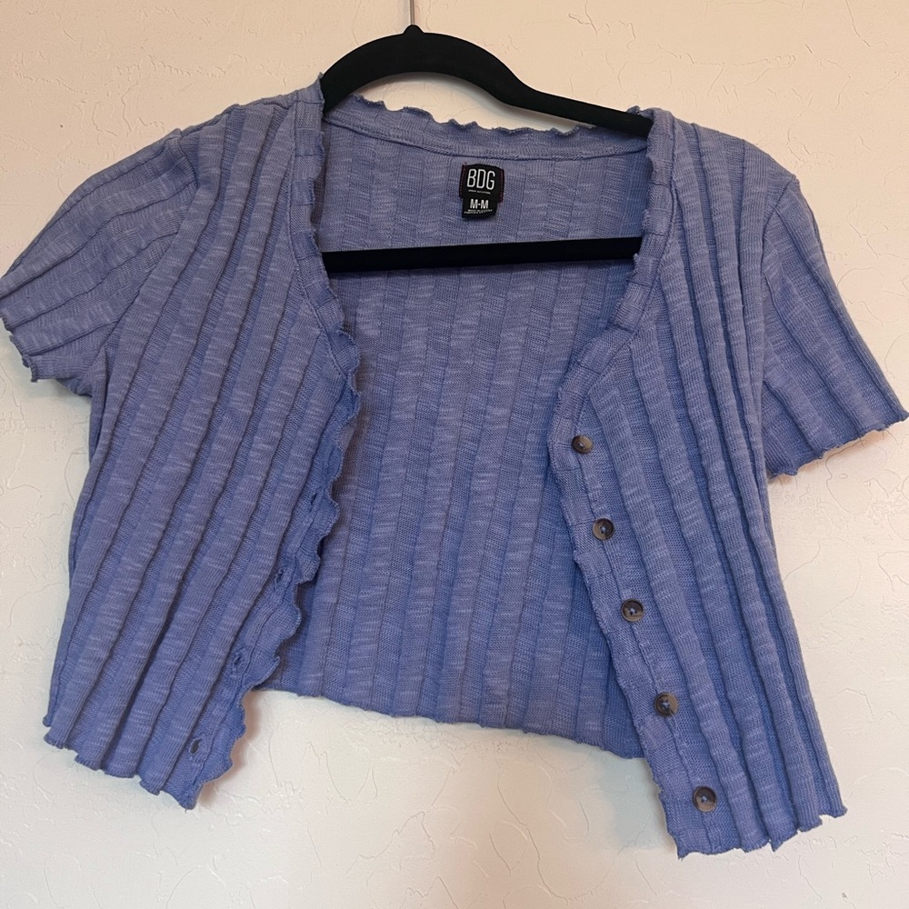 BDG Lavender/purple Ribbed Knit cropped shrug
